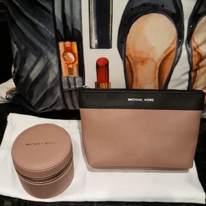 Michael kors two pc make up and jewelry case